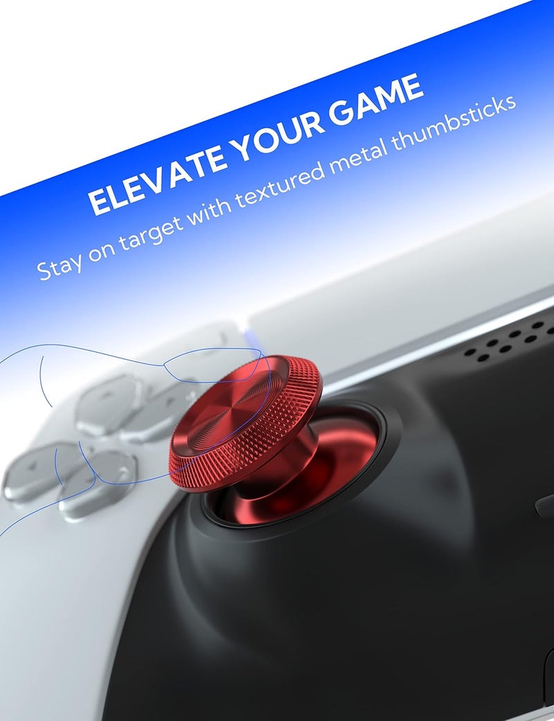 Avericht Metal Thumbsticks for PS5 Controller, Aluminum Joystick Replacement Kit for Dualsense Controller Accessories (Red) - Image 2